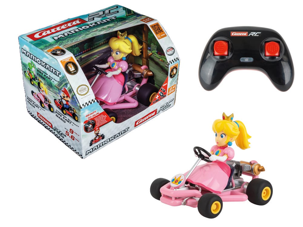 Carrera RC Super Mario Kart Pipe Kart Peach en action sur une piste