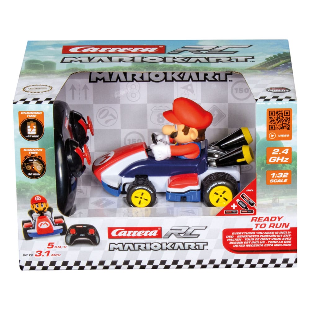 Contenu de la boîte Carrera RC Super Mario Kart Race Kart (kart, télécommande, batterie)
