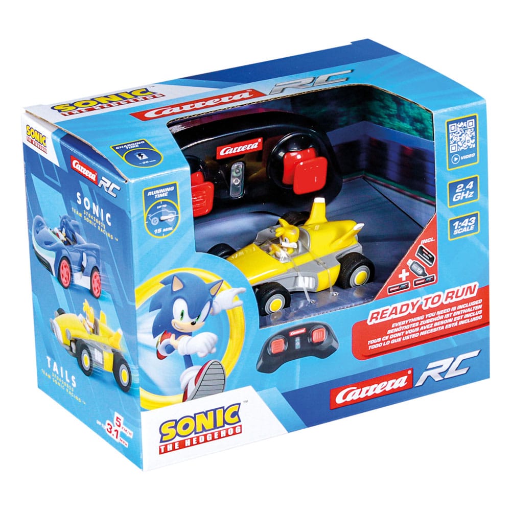 Collection Carrera RC Sonic the Hedgehog, présentant le modèle Tails