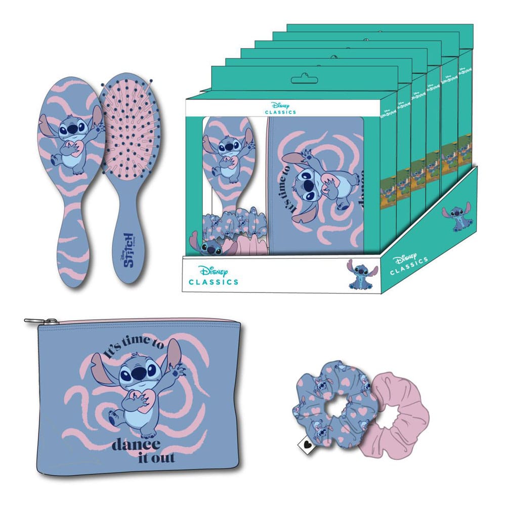 Pack 3 trousses de toilette Stitch Cœur Lilo & Stitch avec brosse et chouchous Cerdá