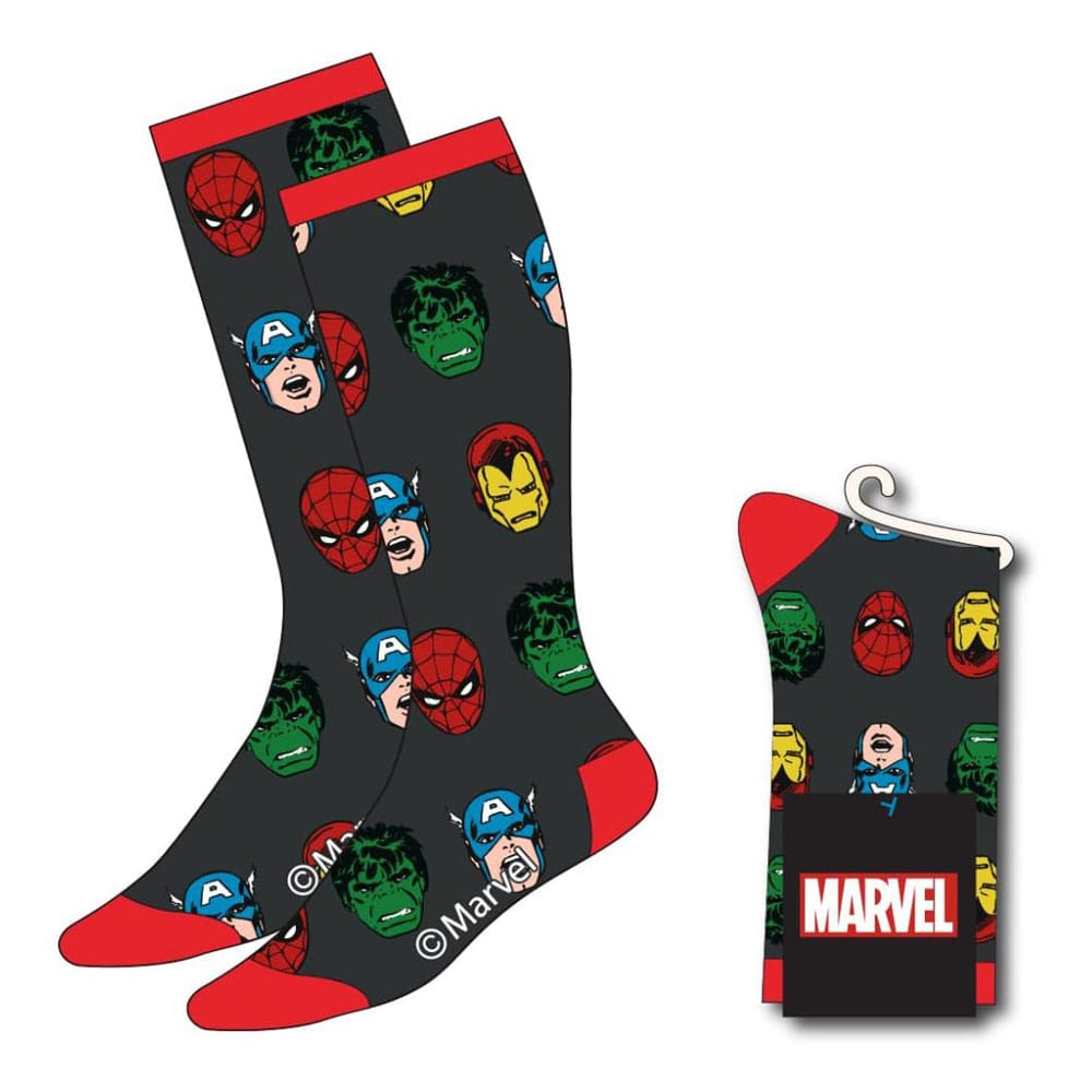 Chaussettes Marvel Avengers Faces Cerdá, licence officielle, taille 38-45, motifs visages de super-héros
