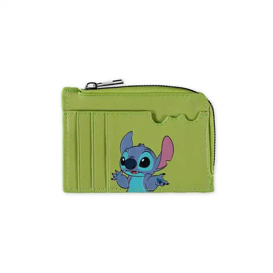 Porte-cartes Lilo & Stitch Green Difuzed, vue de face avec illustration de Stitch