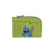 Porte-cartes Lilo & Stitch Green Difuzed, vue de face avec illustration de Stitch