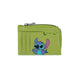 Porte-cartes Lilo & Stitch Green Difuzed, vue de face avec illustration de Stitch