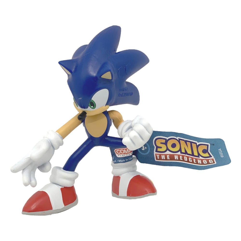 Mini figurine Sonic The Hedgehog Comansi 7 cm, représentant Sonic en pleine course, idéal pour collectionneurs et enfants fans de jeux vidéo.