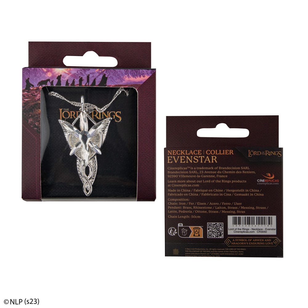 Boîte de présentation du pendentif Evenstar Cinereplicas, prête à offrir.