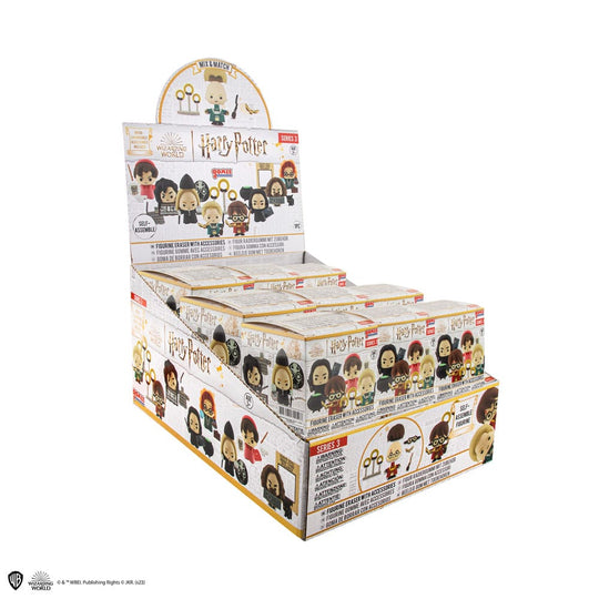 Vue d'ensemble des figurines Gomee Harry Potter Wave 3 avec leurs emballages individuels