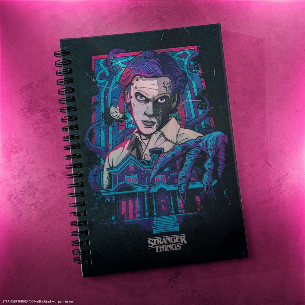 Détail de l'effet lenticulaire du carnet Vecna Stranger Things
