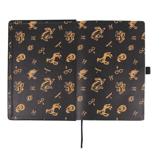 Détail du blason de Poudlard sur le carnet du set de papeterie Harry Potter