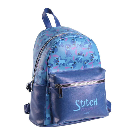 Sac à dos Lilo & Stitch Experiment 626 en simili cuir bleu et noir, vue de face, licence officielle Cerdá