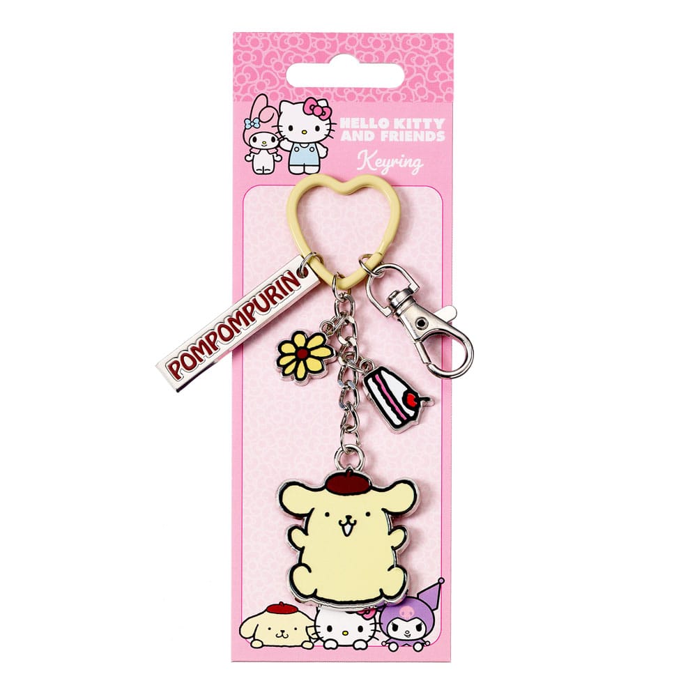 Détail des breloques Hello Kitty et Pompompurin sur le porte-clés The Carat Shop
