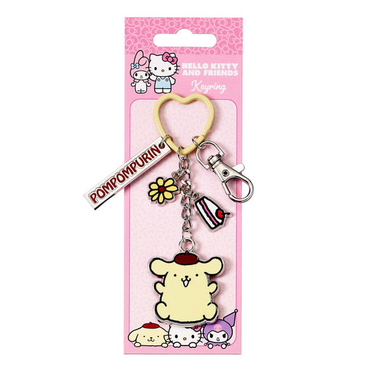 Détail des breloques Hello Kitty et Pompompurin sur le porte-clés The Carat Shop