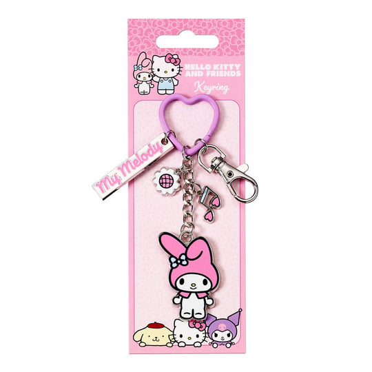 Détail des breloques Hello Kitty et My Melody sur le porte-clés The Carat Shop