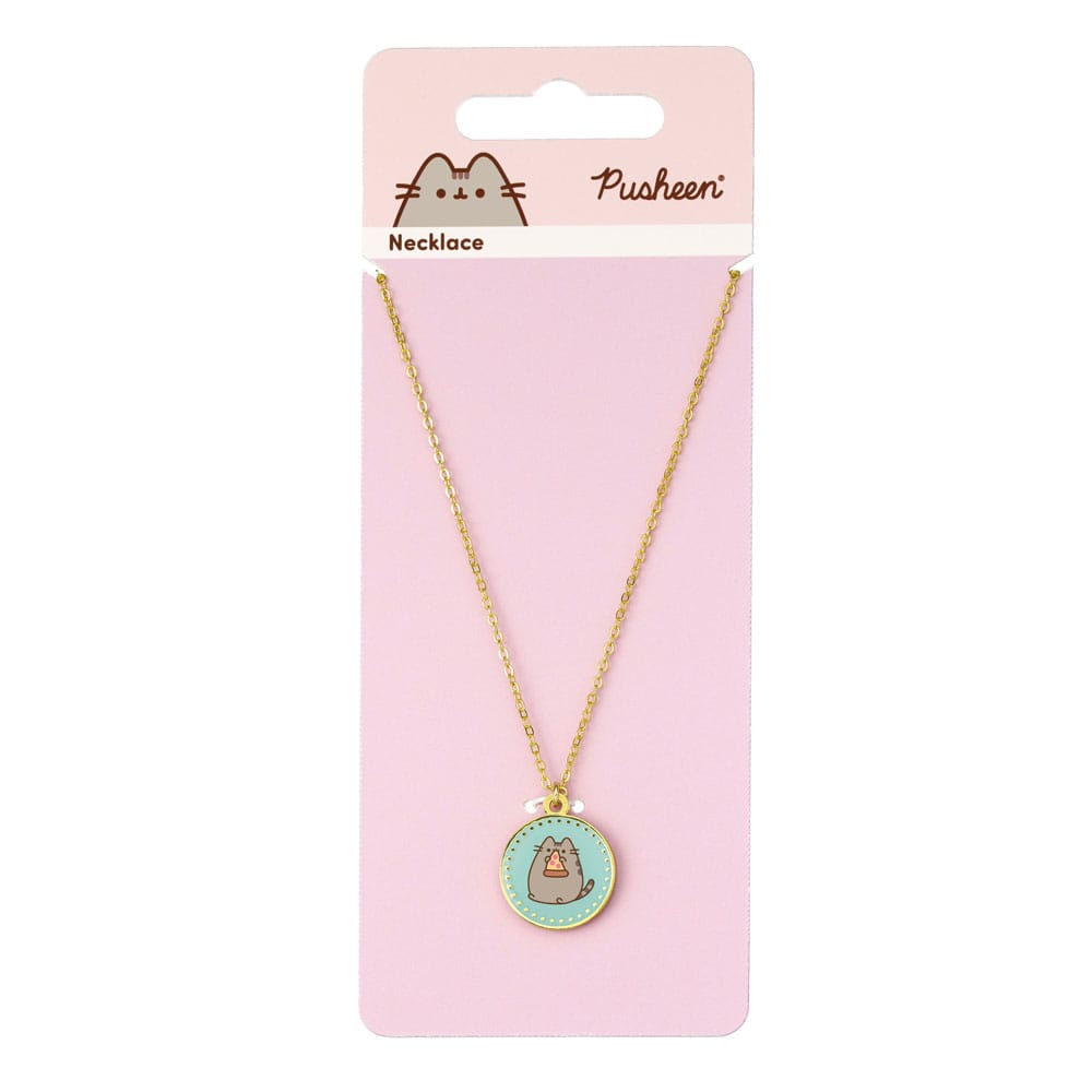 Coffret cadeau avec le collier pendentif Pusheen Pizza Bleue de The Carat Shop.