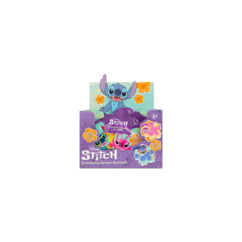 Présentoir complet Lilo & Stitch avec 12 blisters de bracelets gomme