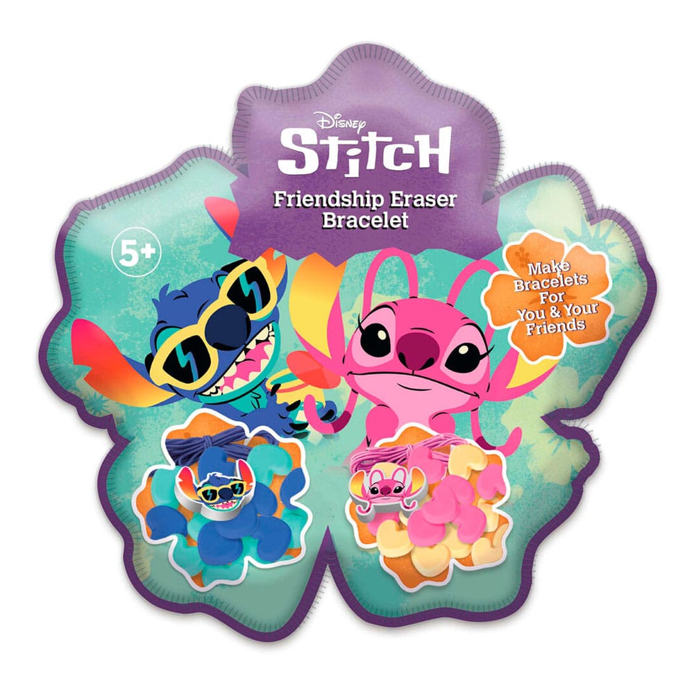 Détail des motifs Lilo & Stitch sur les bracelets gomme