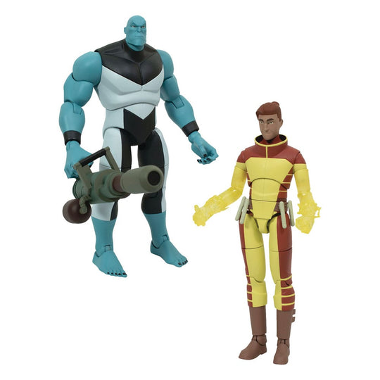 Assortiment de 6 figurines Invincible Série 4 Diamond Select avec Mauler Twins et Rex Splode en boîte-fenêtre