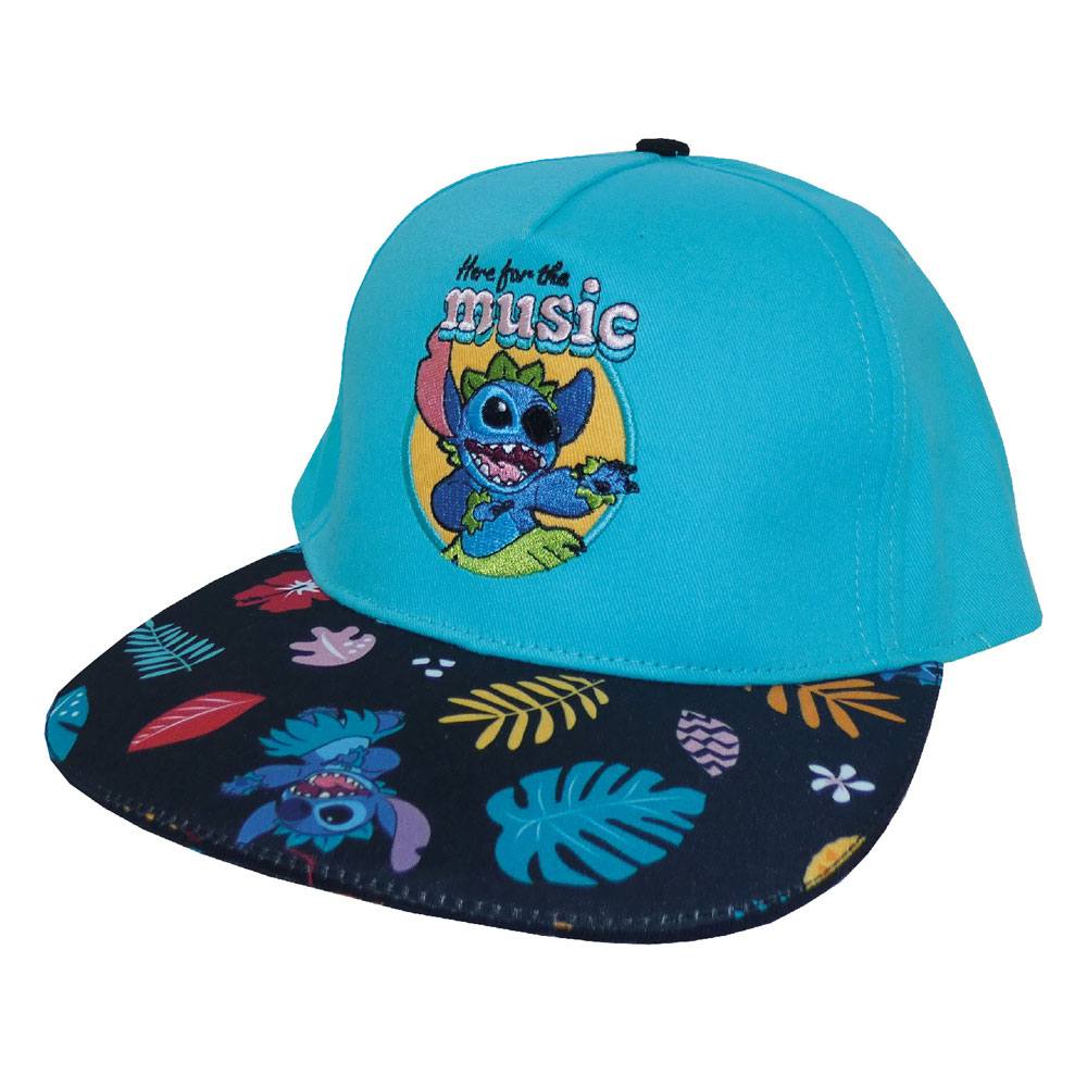Casquette Lilo & Stitch Hip Hop 'Here For The Music' vue de face, logo Stitch.