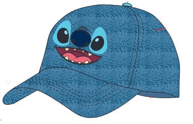 Casquette hip hop Lilo & Stitch Stitch's Face, vue de face, sur fond blanc