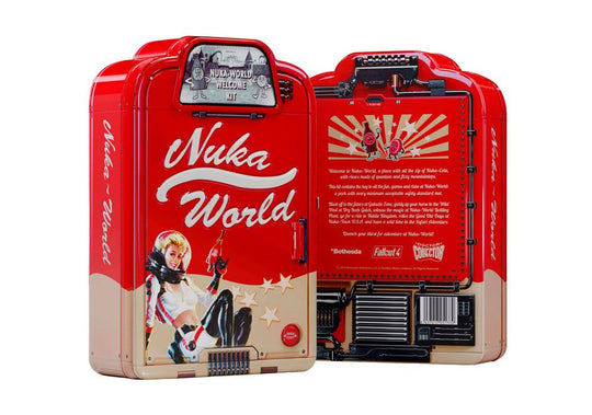 Boîte Nuka Cola du Kit Collector Fallout Nuka World, présentant le logo emblématique.