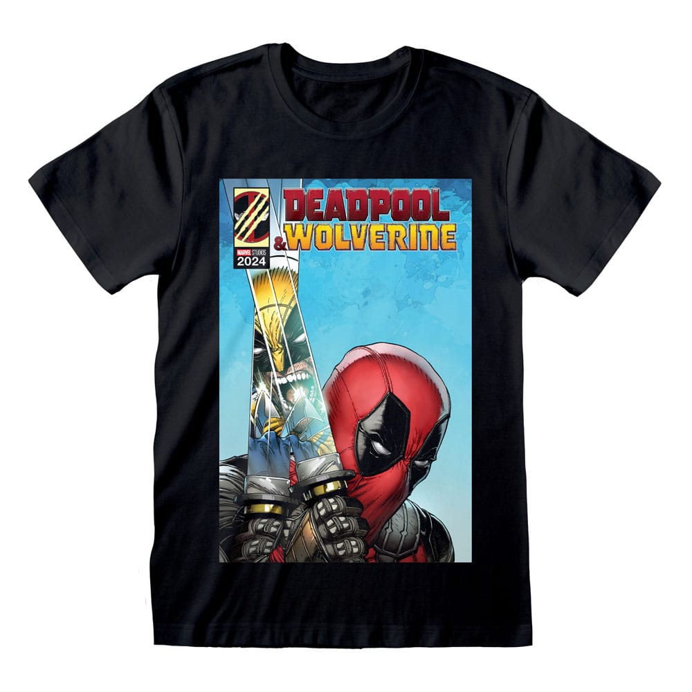 T-Shirt Deadpool Reflection Heroes Inc, de couleur noire, avec un motif discret de Deadpool dans un effet miroir ou reflet.