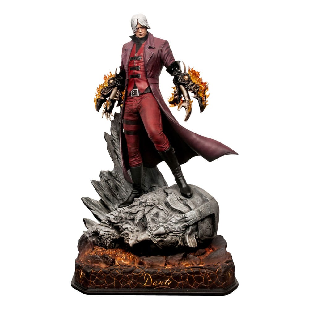 Détail du visage de Dante sur la statuette Devil May Cry