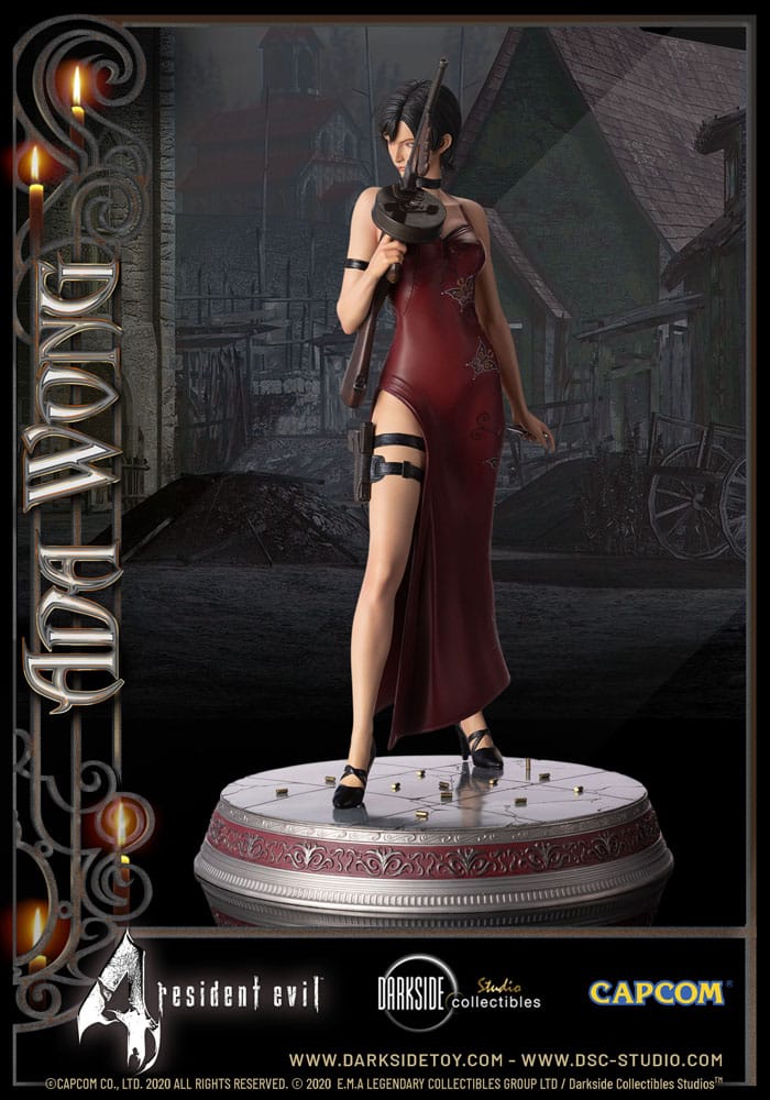 Statuette Ada Wong 50 cm, angle de vue plongeant, impressionnante