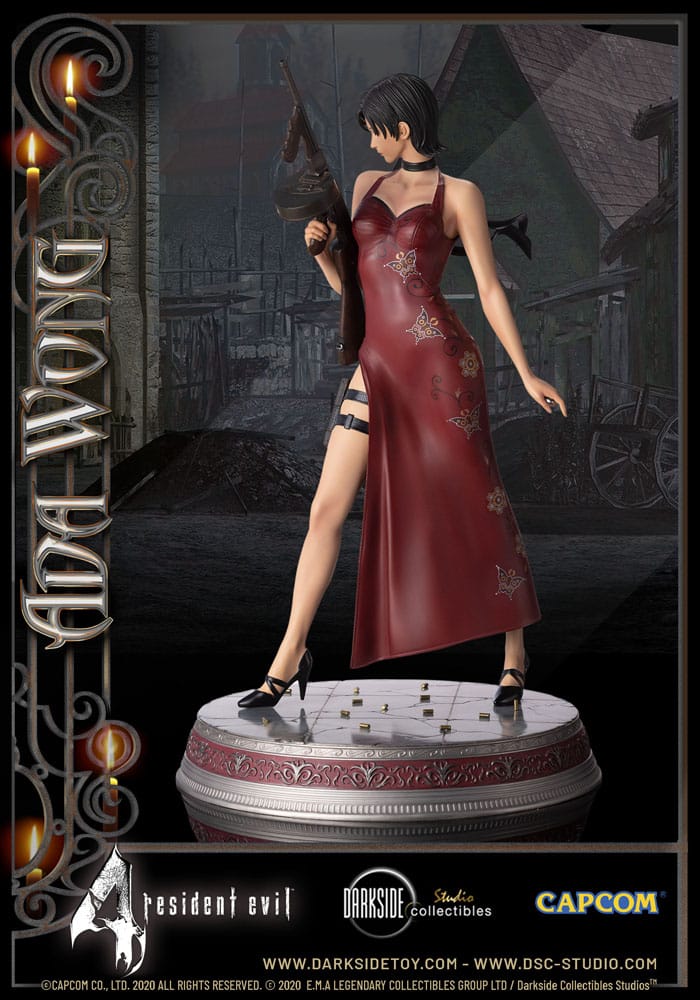 Détail de la peinture à la main sur la statuette Ada Wong, qualité artisanale