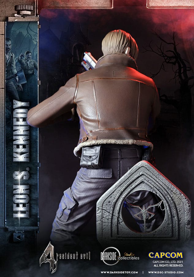 Statuette Leon Kennedy Resident Evil, vue de dos