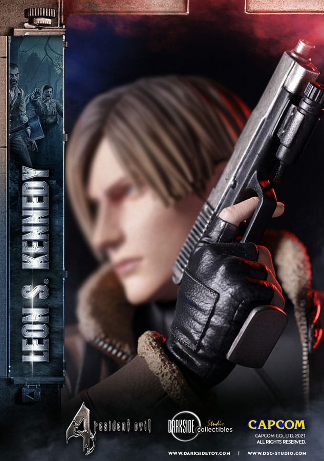 Statuette Leon Kennedy, gros plan sur les mains interchangeables
