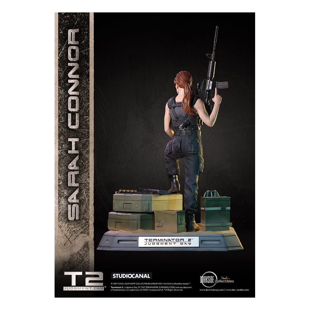 Sarah Connor Terminator 2 statuette limitée - Vue latérale dynamique