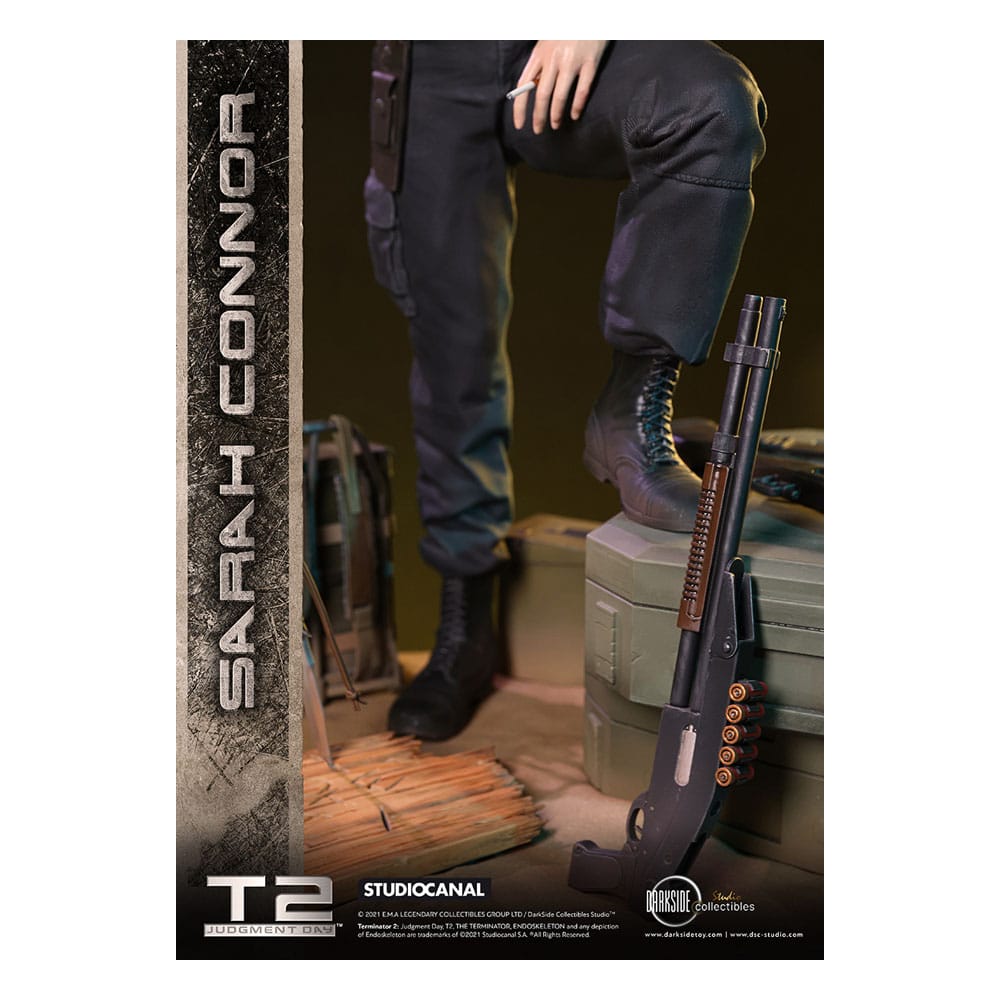 Sarah Connor 1/3 peinte à la main - Gros plan sur les cheveux et les lunettes