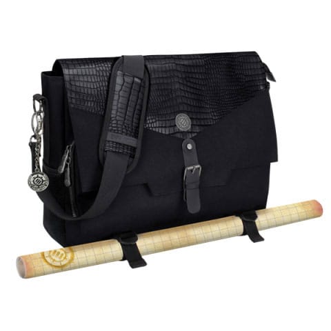 Sac Enhance RPG Series Collector Noir ouvert avec livres et accessoires de JDR