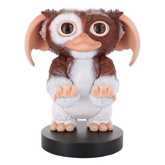 Figurine Cable Guys Gizmo des Gremlins de 20 cm tenant une manette de jeu et un smartphone, avec câble USB.