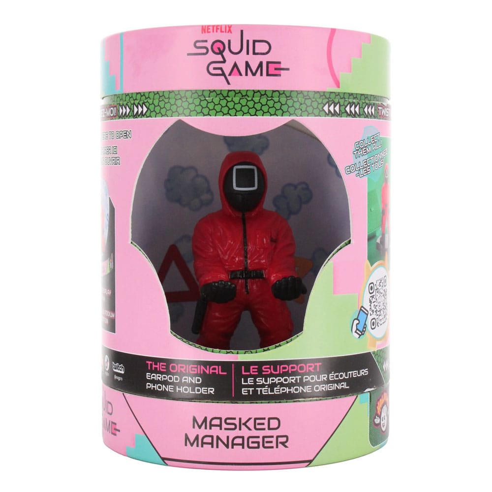 Figurine Square Guard Squid Game tenant un smartphone