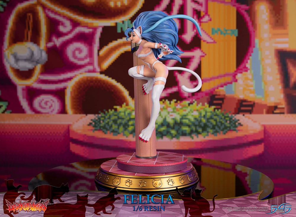 Statuette Felicia Darkstalkers, gros plan sur le buste et le costume