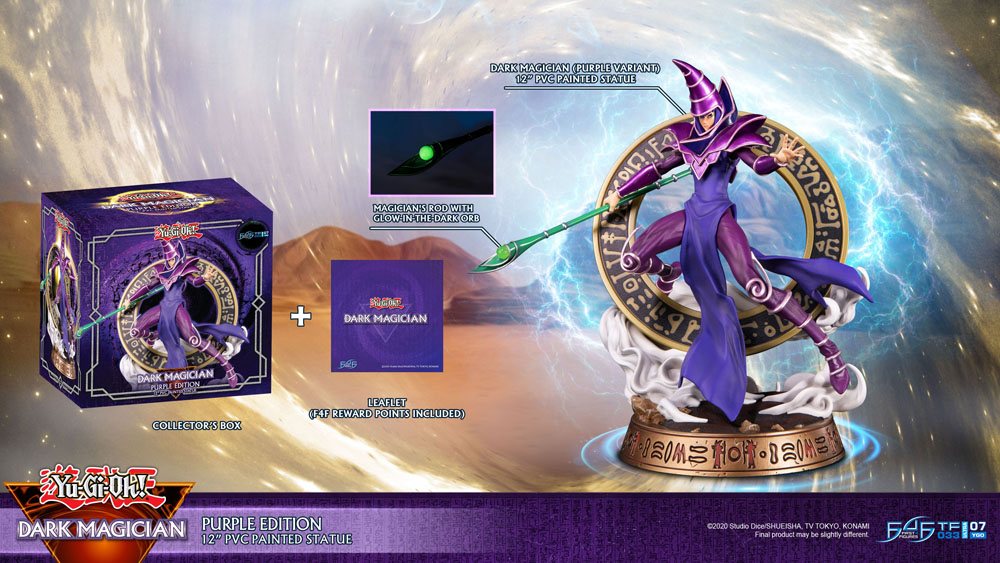 Statuette Dark Magician Purple First 4 Figures avec d'autres figurines Yu-Gi-Oh!
