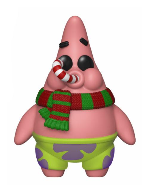 Figurine Funko POP! Patrick Étoile de Bob l'éponge, version Noël, en vinyle de 9 cm, présentée dans sa boîte-fenêtre.