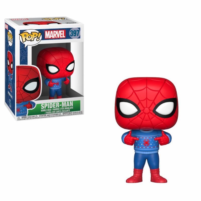 Figurine Funko POP! Marvel Holiday Spider-Man (Ugly Sweater) 9 cm en boîte-fenêtre