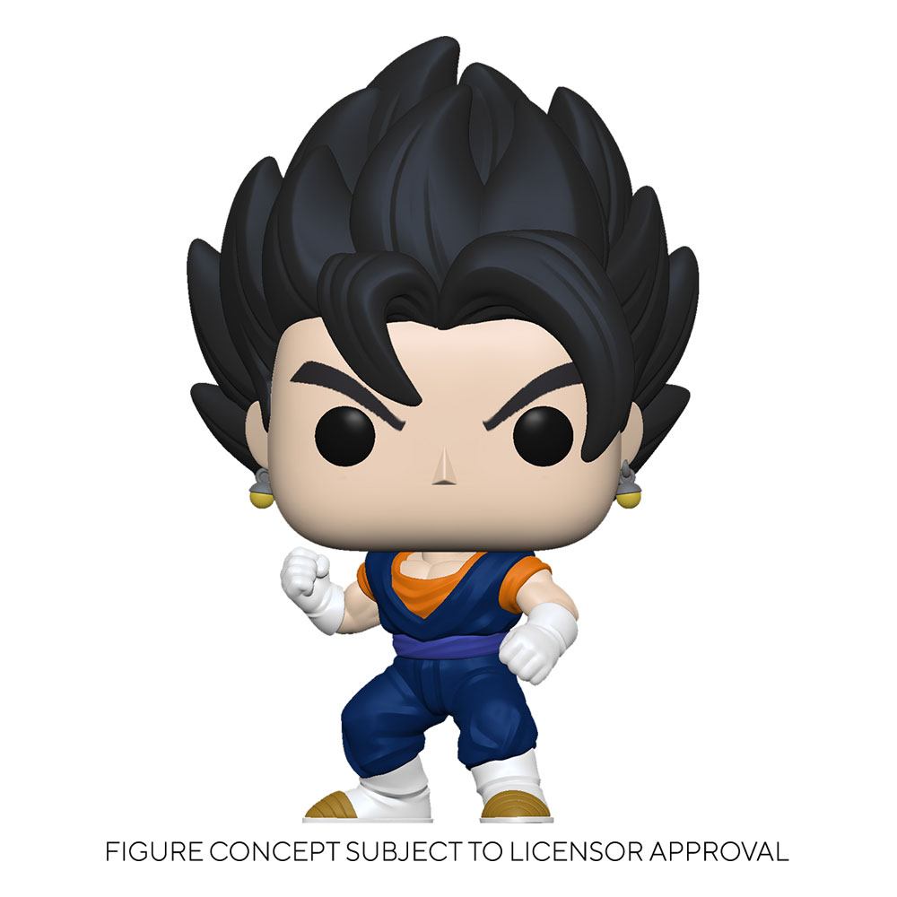 Figurine Funko POP! Animation Vegito de Dragon Ball Z, en vinyle de 9 cm, montrant le personnage avec sa tenue emblématique et ses cheveux noirs dressés.