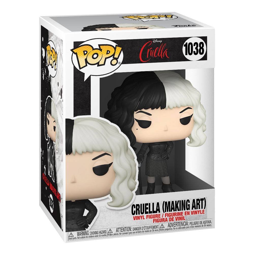 Détail de la figurine Funko POP! Cruella (Making Art) avec sa palette et pinceau