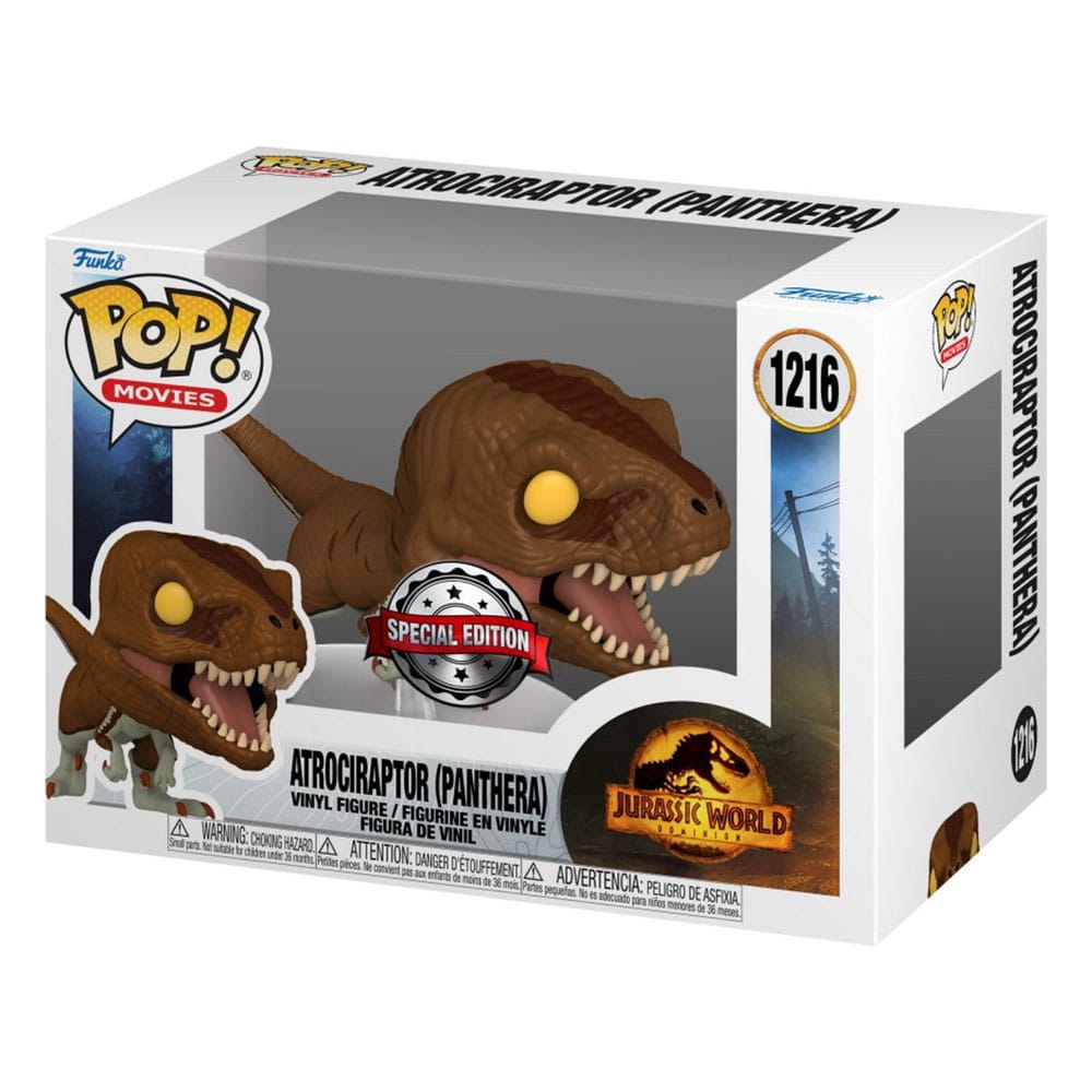 Détail de la figurine Funko POP! Atrociraptor Panthera 9cm hors de sa boîte