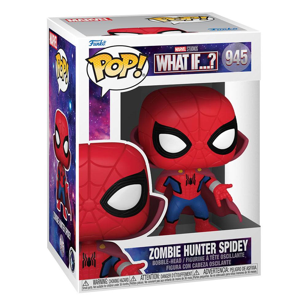 Boîte-fenêtre de la figurine Funko POP! Zombie Hunter Spidey de la série Marvel What If...?
