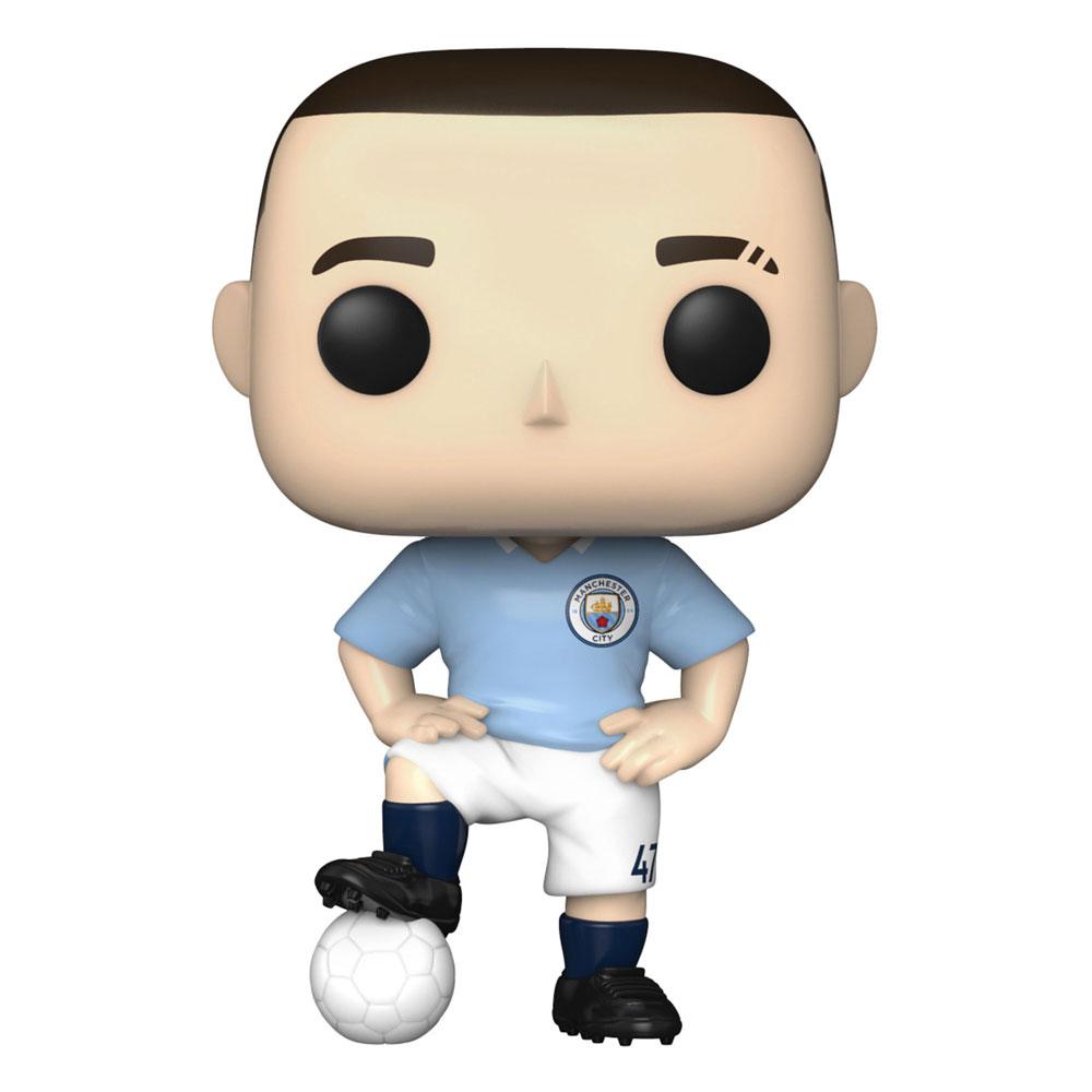 Figurine Funko POP! Phil Foden de Manchester City, vue de face dans sa boîte-fenêtre.