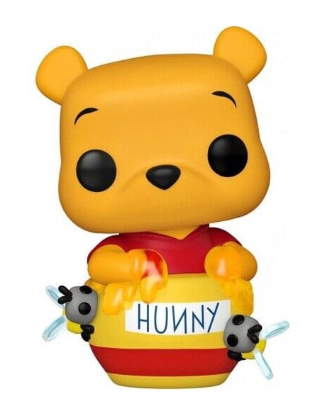 Figurine Funko POP! Disney Winnie l'Ourson dans son pot de miel, vue de face, emballage boîte-fenêtre.