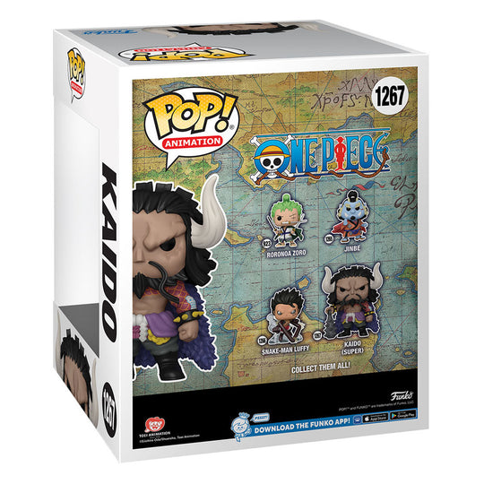 Boîte-fenêtre de la figurine Funko POP! One Piece Kaido Super Sized 17cm, avec le logo Funko et One Piece