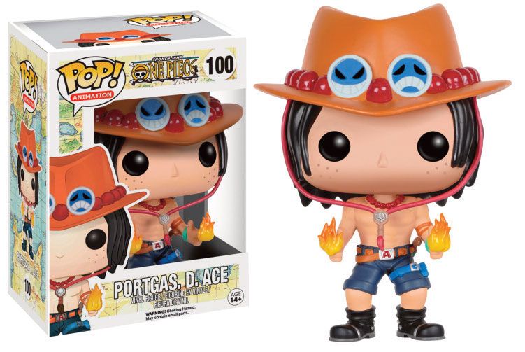 Figurine Funko POP! Portgas D. Ace One Piece en vinyle de 9 cm, présentée dans sa boîte-fenêtre