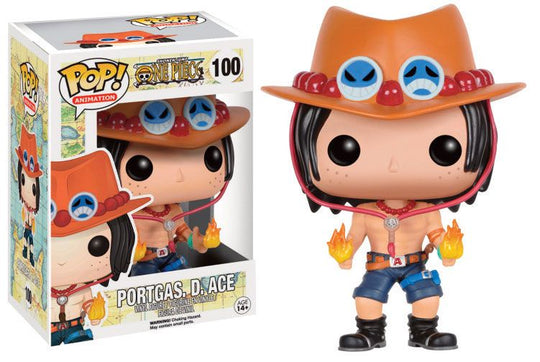 Figurine Funko POP! Portgas D. Ace One Piece en vinyle de 9 cm, présentée dans sa boîte-fenêtre