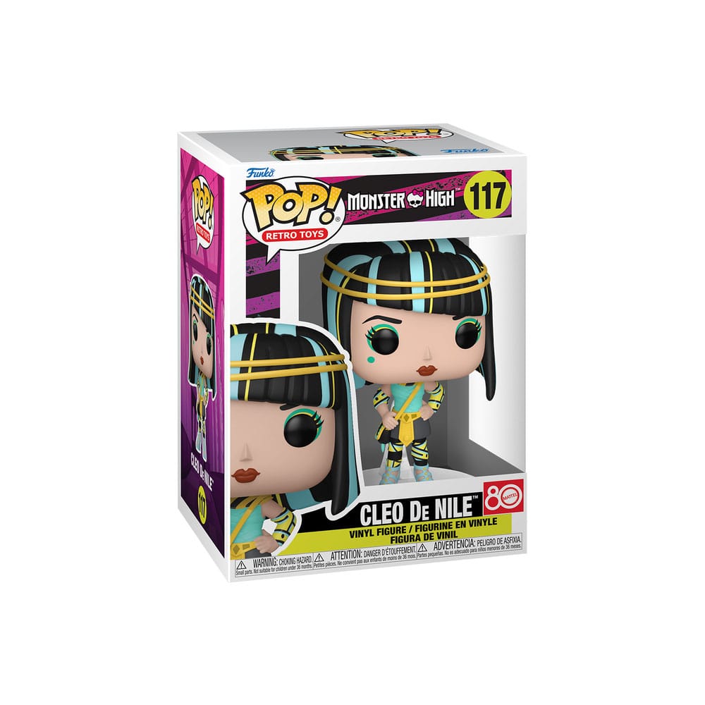 Boîte-fenêtre de la figurine Funko POP! Cleo De Nile, montrant la figurine et le logo Monster High.