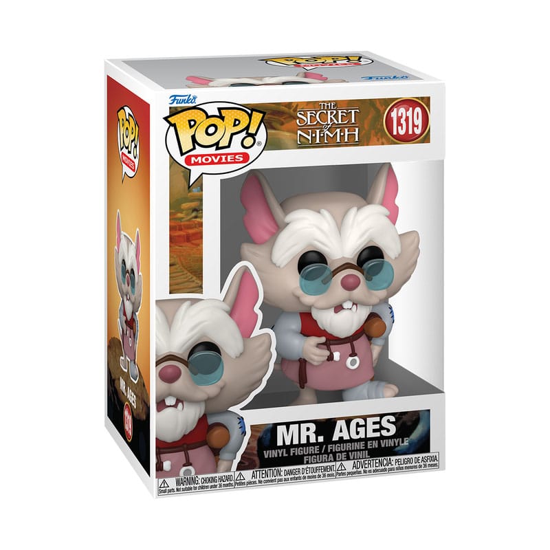 Boîte-fenêtre de la figurine Funko POP! Mr. Ages Brisby NIMH, avec logo Funko